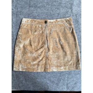 Free People Dust to Dust Crushed Velvet  Sz 4 Mini Skirt Camel Gold